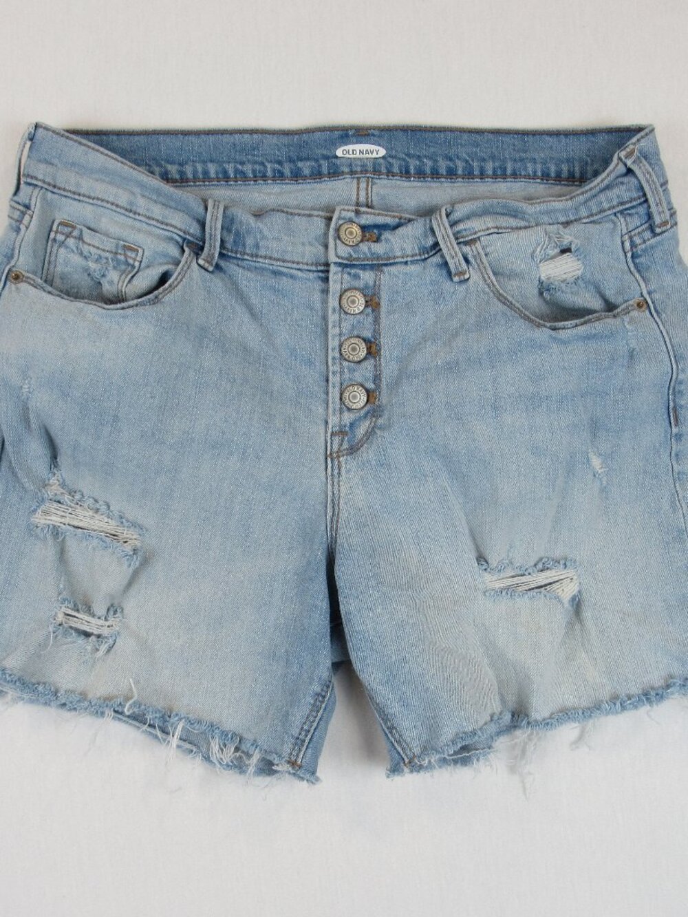 Old Navy Denim Shorts Women's Size 12 Jean Light Wash Button Fly Raw Hem